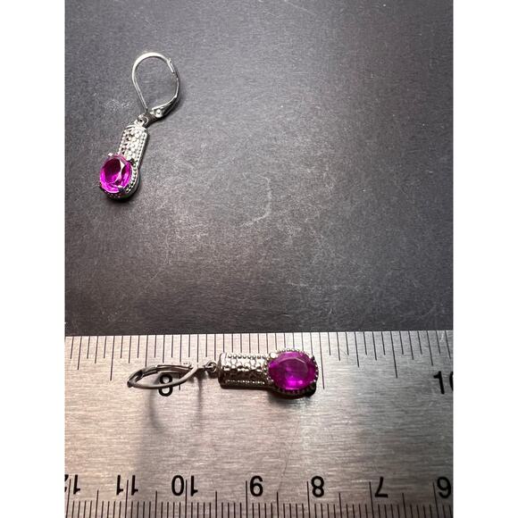 NEW Orchid quartz dangle lever back earrings in stainless steel - Picture 10 of 11